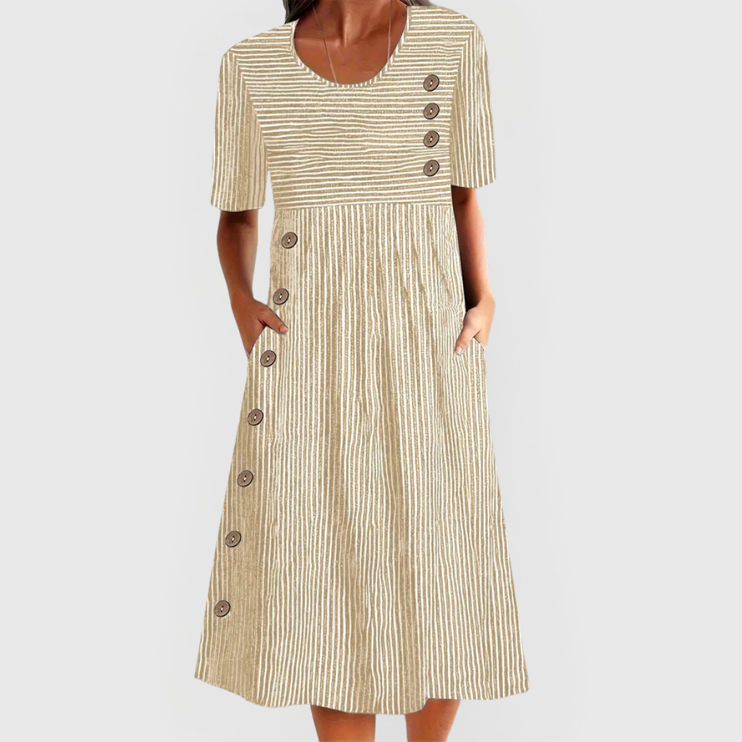 Thea | Classic Striped Everyday Midi Dress