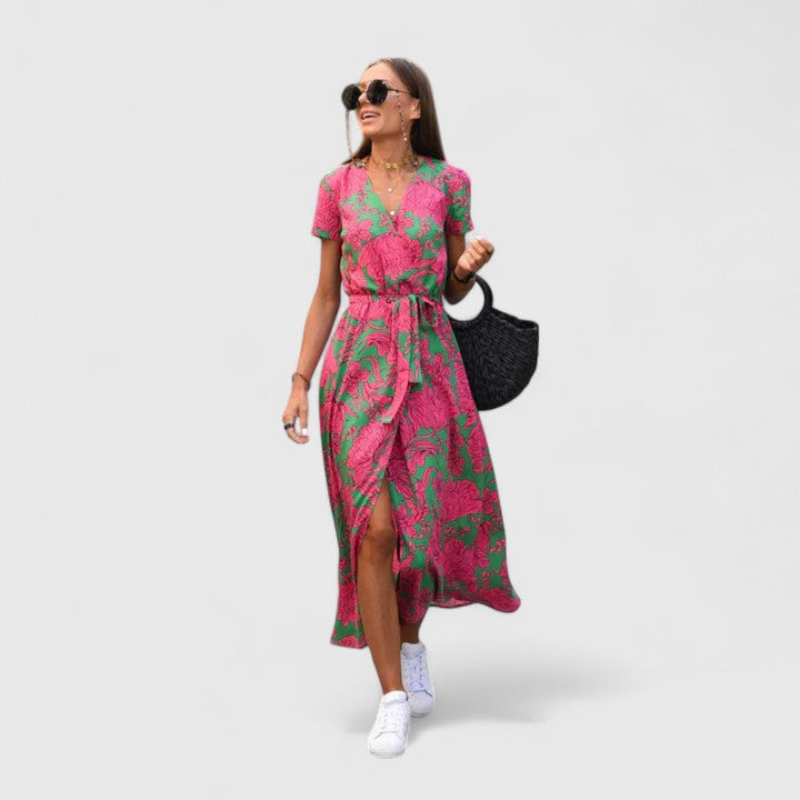 Amara | Flowing Wrap-Fit Elegant Midi Dress