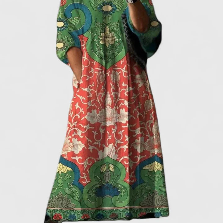 Hadley | Mediterranean Chic Flowing Midi Dress