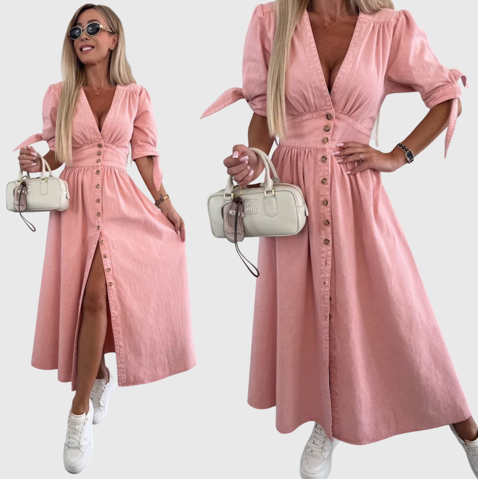 Madelyn | Timeless Button-Detail Denim Midi