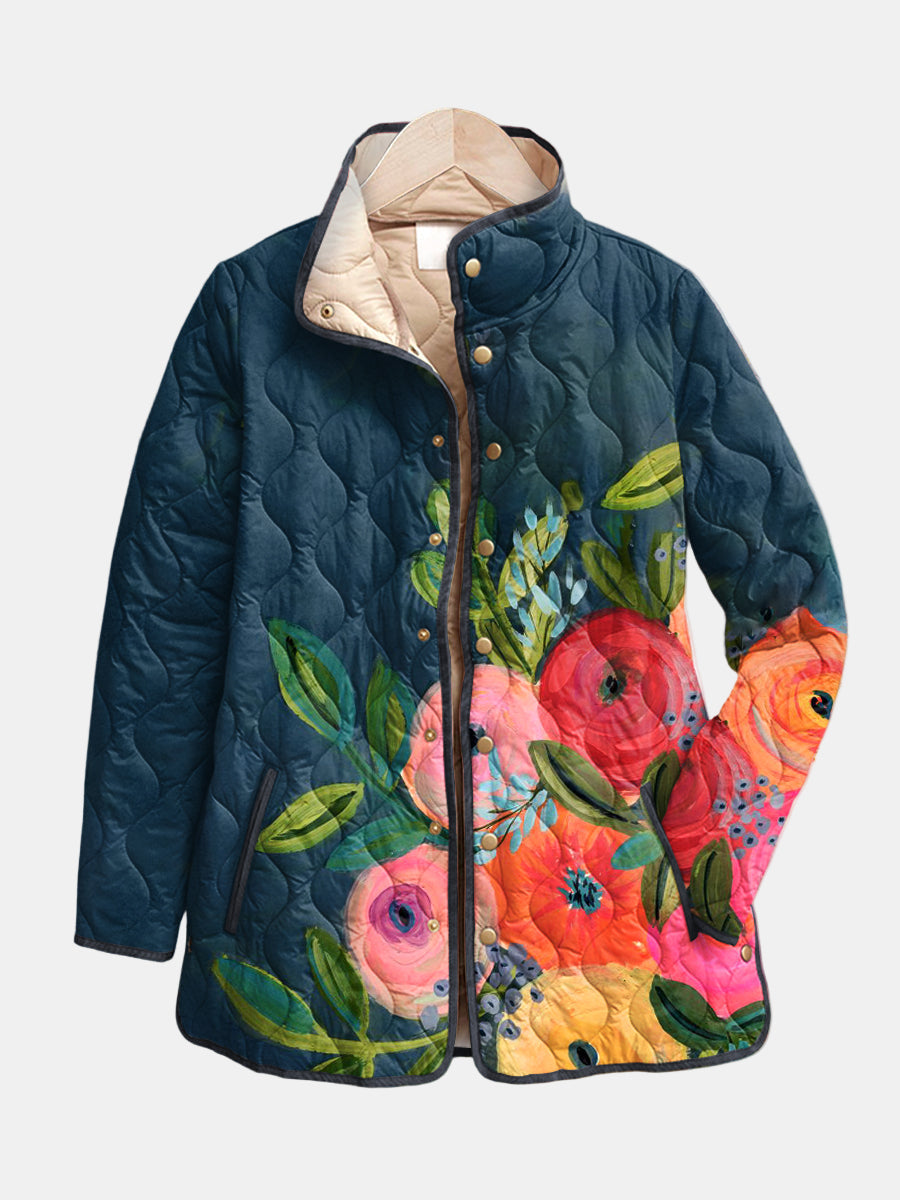 Amaya | Quilted Jacket with Vintage Floral Design