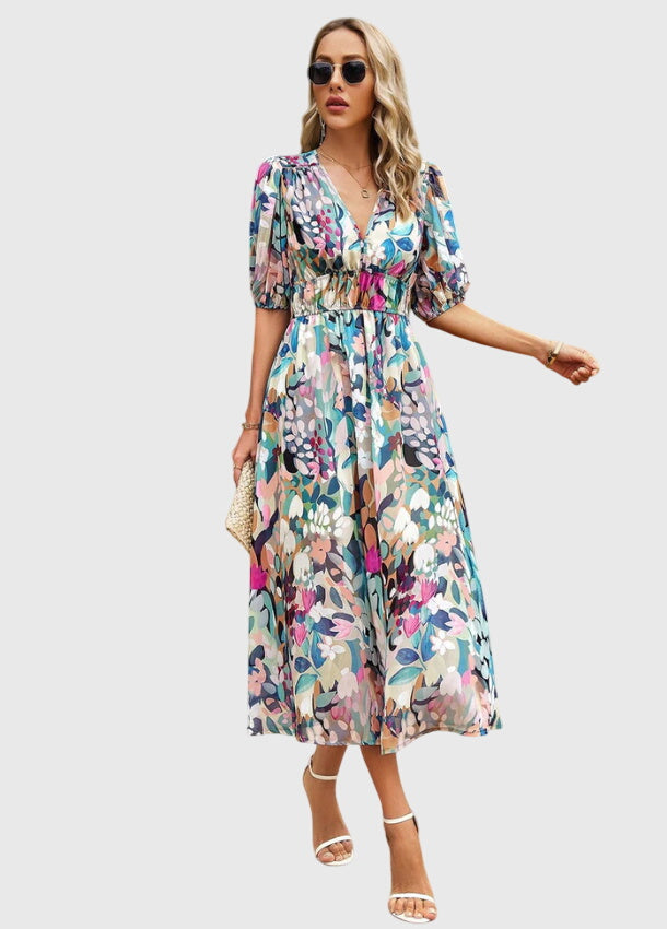 Willow | Vibrant Smocked Floral Midi Dress