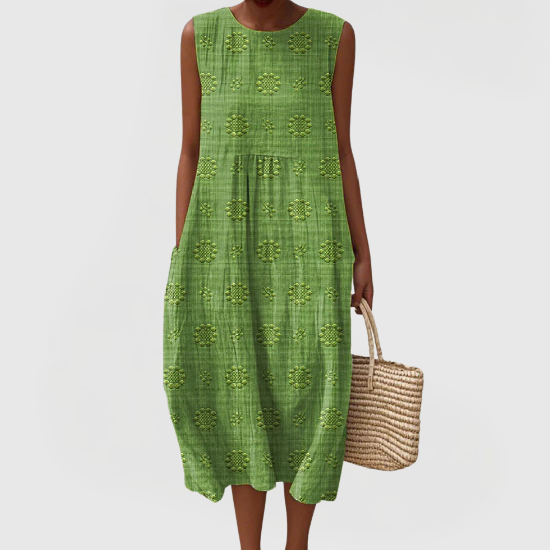 Callie | Sleeveless Embroidered Summer Comfort Dress