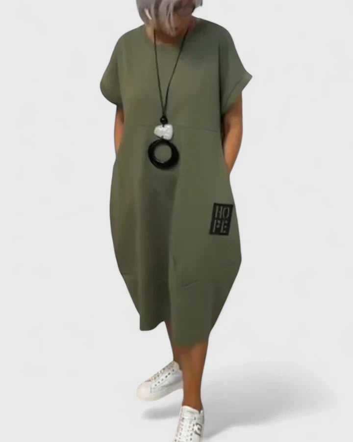 Maeve | Airy Letter-Print Everyday Midi Dress