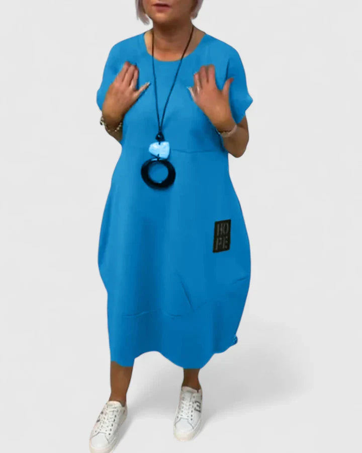 Maeve | Airy Letter-Print Everyday Midi Dress