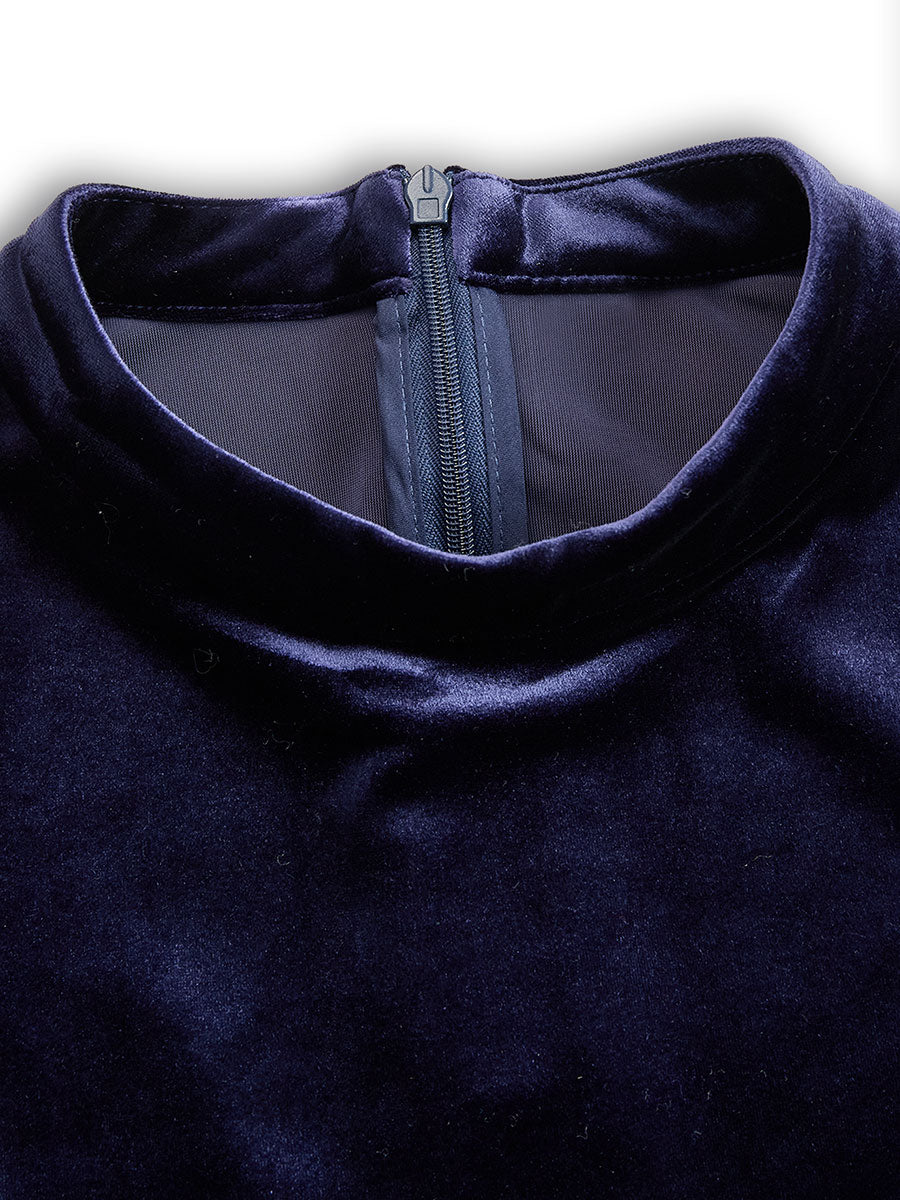 Elissa | Navy Blue Midi Dress with Long Sleeves