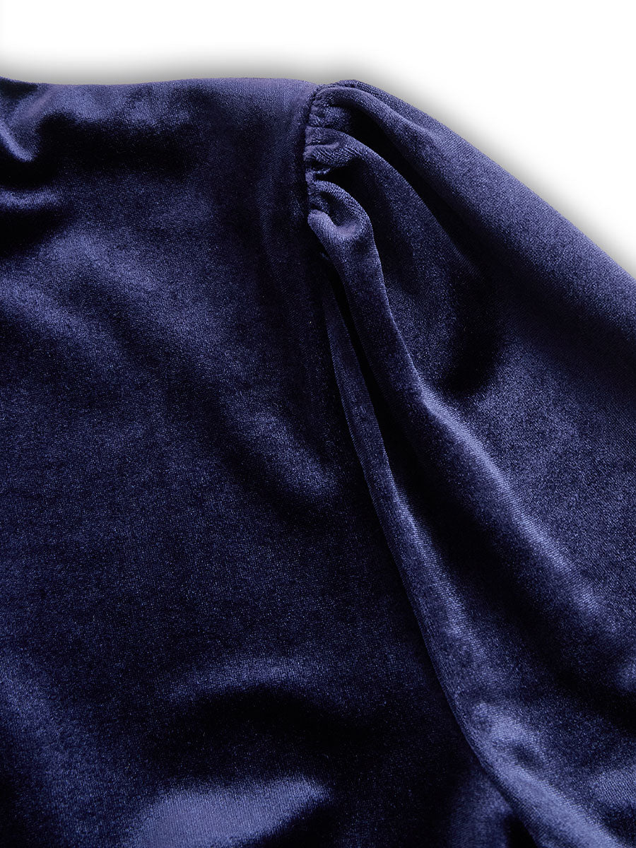 Elissa | Navy Blue Midi Dress with Long Sleeves