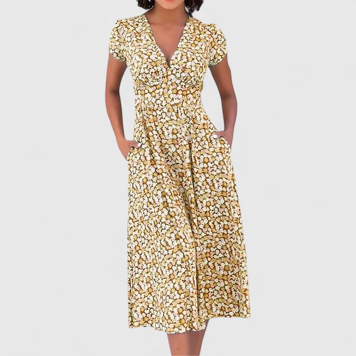 Eliana | Heart-Neck Flowy Everyday Midi Dress