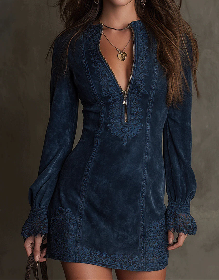 Ophelia | Blue Lace Mini Dress