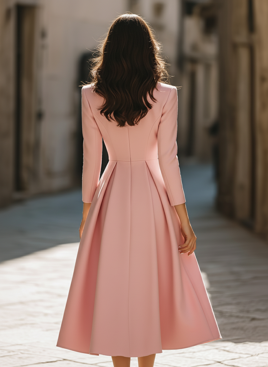 Emily | Sophisticated Pleated Midi Blazer Dress