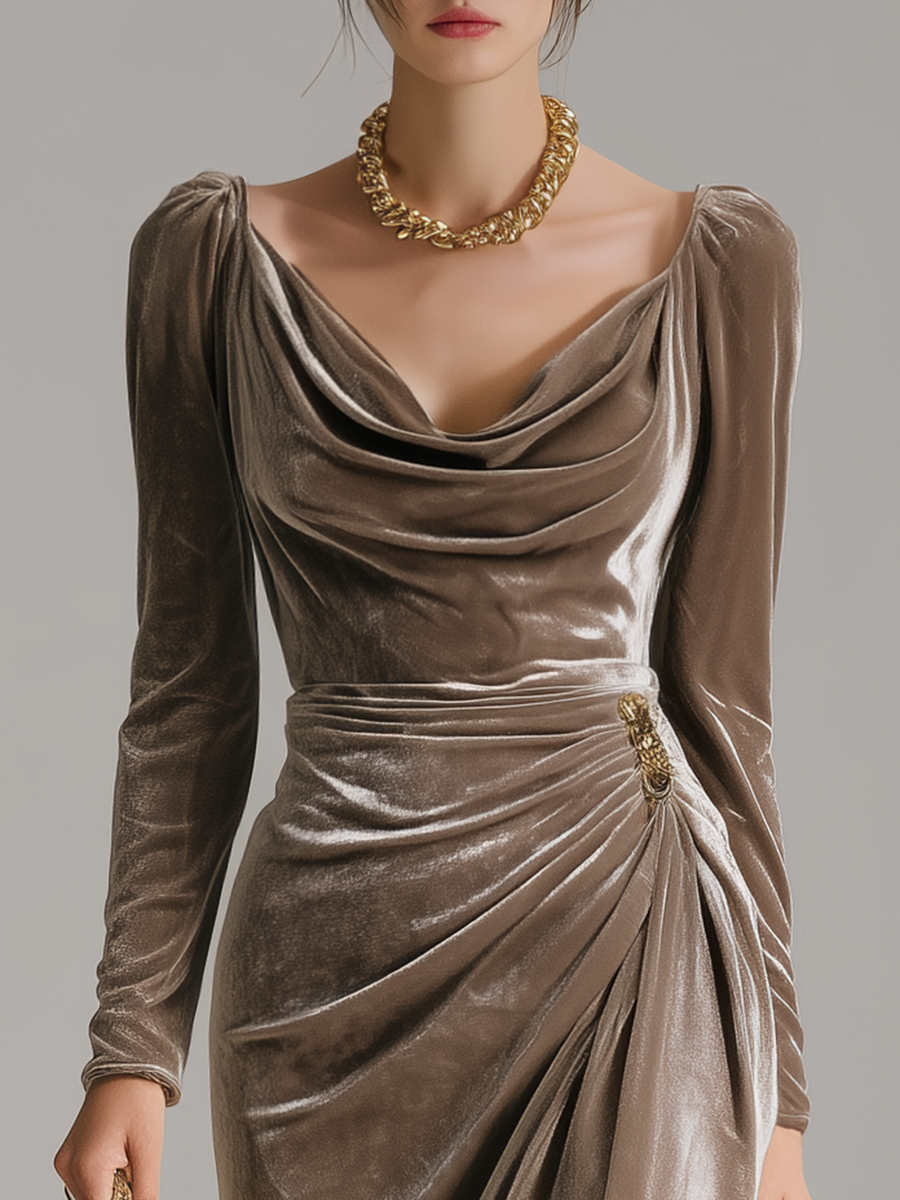 Serena | Draped Velvet Sculpted Dress