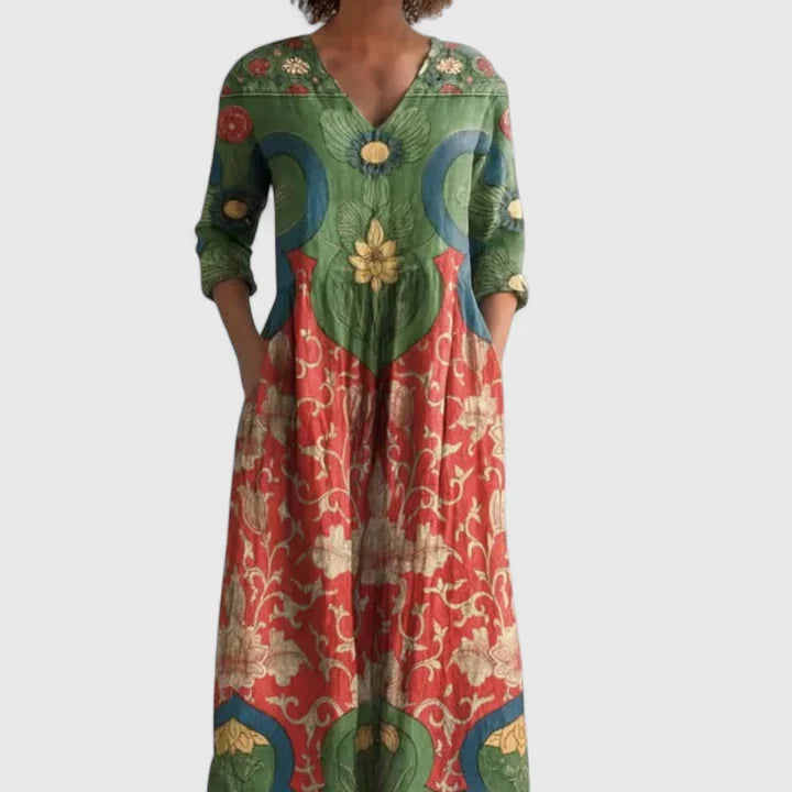 Hadley | Mediterranean Chic Flowing Midi Dress