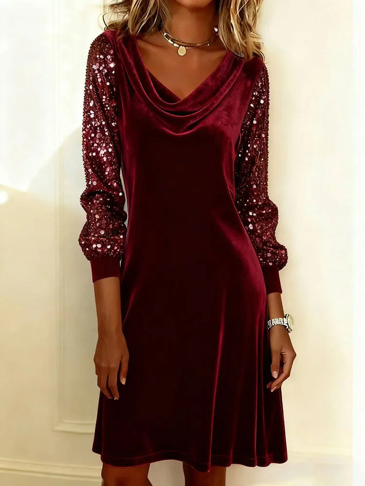 Lucia | Sparkle Sleeve Velvet Dress