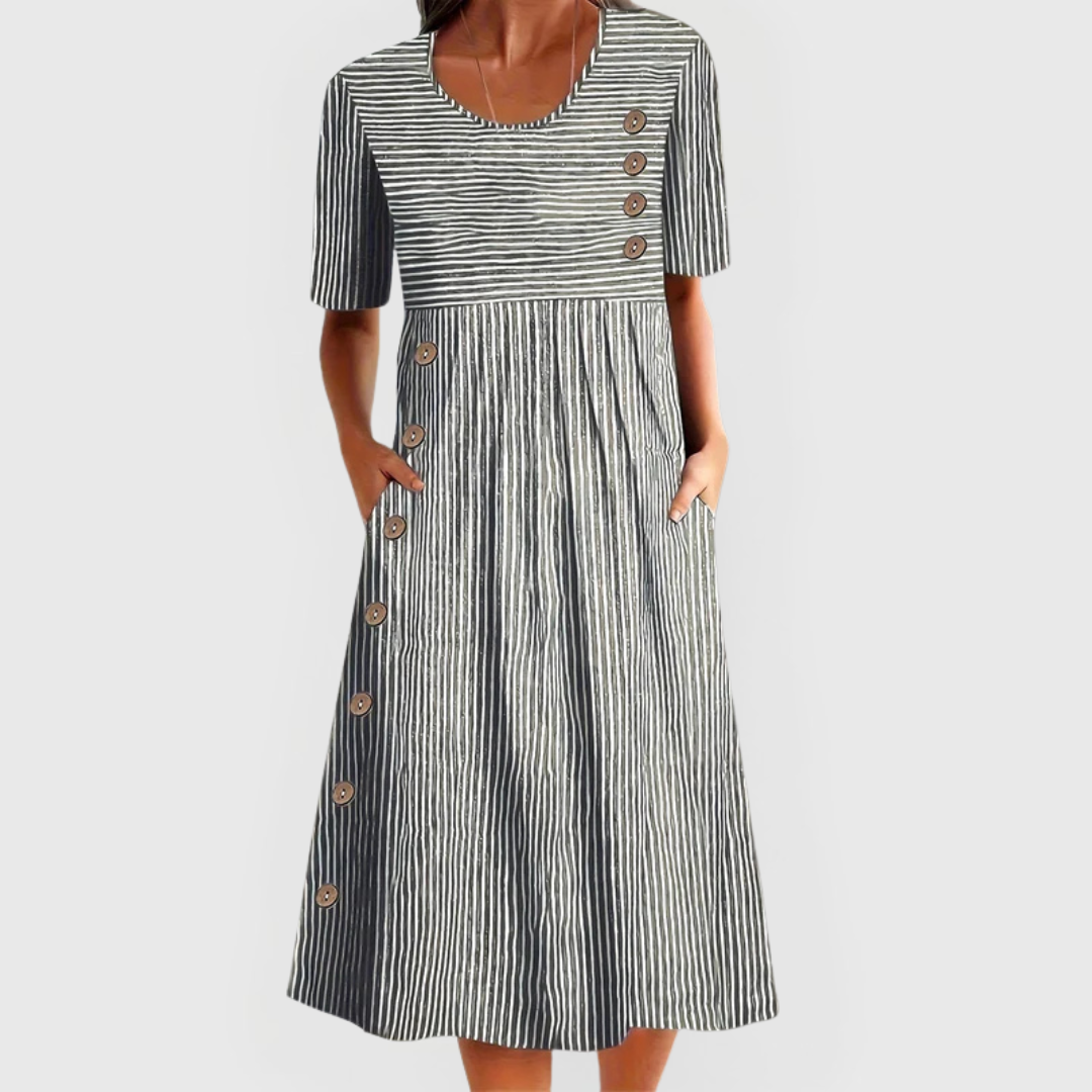 Thea | Classic Striped Everyday Midi Dress