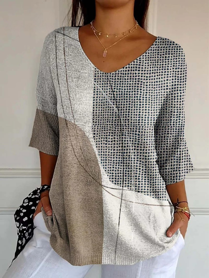 Tessa | Contemporary Geometric Knit Top