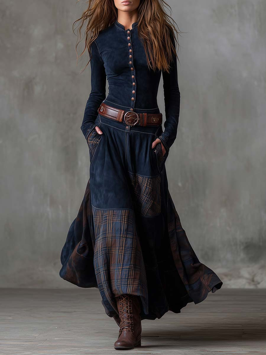 Petra | Vintage Suede Maxi Dress