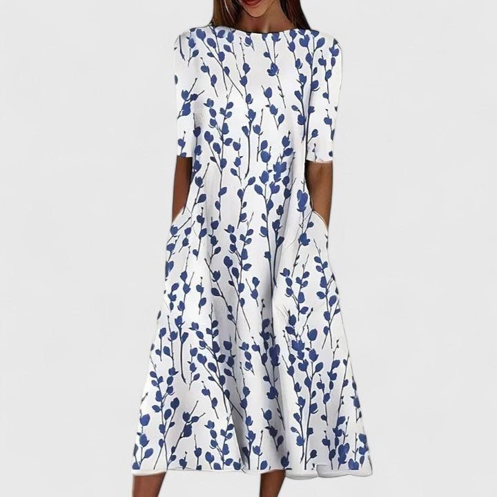 Adeline | Coastal Floral Stretch Midi Dress