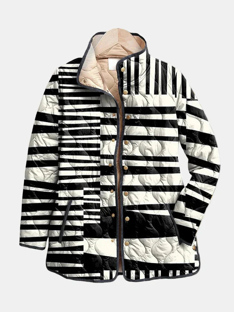 Camila | Abstract Quilted Jacket in Black and White