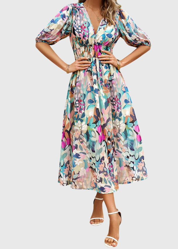 Willow | Vibrant Smocked Floral Midi Dress