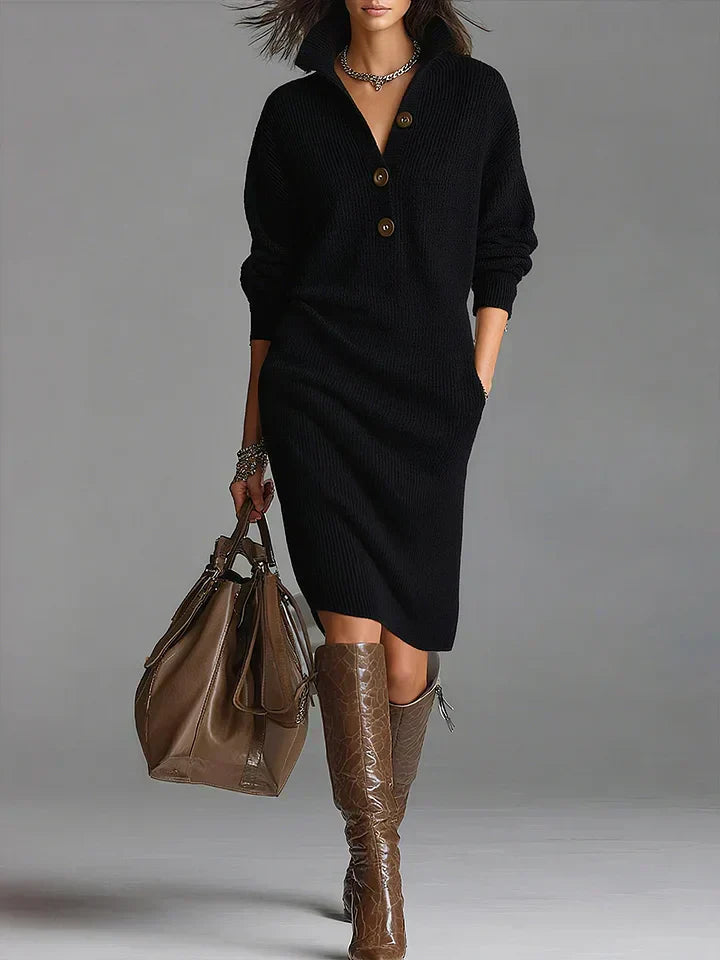 Judi | Ribbed Knit Sweater Dress