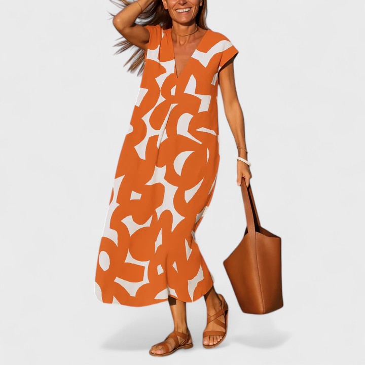 Everly | Flowing Lightweight V-Neck Print Dress