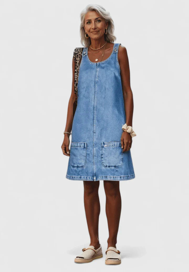 Parker | Edgy Feminine Denim-Inspired Midi Dress