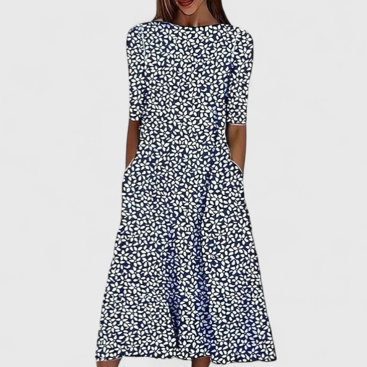 Adeline | Coastal Floral Stretch Midi Dress